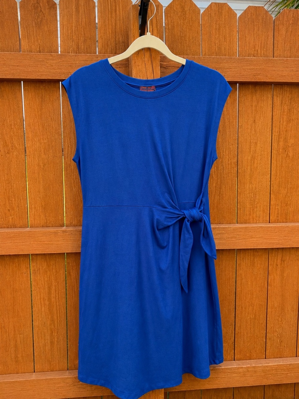 Cap Sleeve Royal Blue Tie-Waist Mini Dress